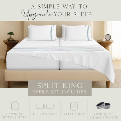 KARISSA MAE 7 Piece Luxury Bamboo Viscose Split King Sheets, FSC Certified