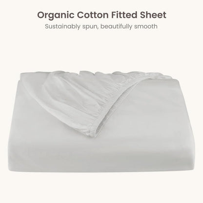 Bioweaves 100% Organic Cotton 1 King Size Fitted Sheet Only | 300 Thread Count Sateen Weave GOTS Certified with Deep Pocket - Silver