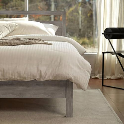 LIFEMENT Queen Bed Frame with Headboard Signature Wood Platform, Noise Free, Under Bed Storage, No Box Spring Needed, Easy Assembly, Gray