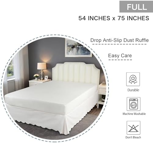 HIG Chic 14'' Full BedSkirts Scallop Edge Pleated Dust Ruffle