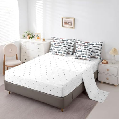 Feelyou Retro Train Comforter Set Twin Size 7 Pcs Bedding Set Boys Girls