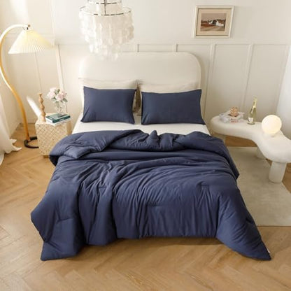 ROSGONIA Alaskan King Comforter, Navy Blue, 136x120 Soft Bedding Quilt