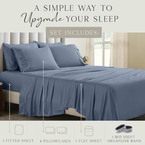KARISSA MAE 6 Piece Luxury Bamboo Viscose California King Size Sheet Set