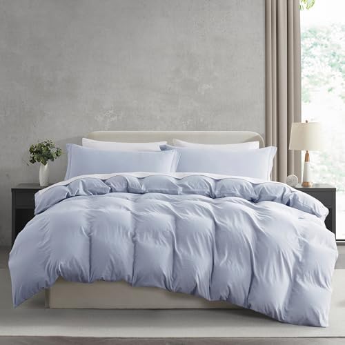 Hearth & Harbor Prewashed Full Duvet Cover Set, Ice Blue