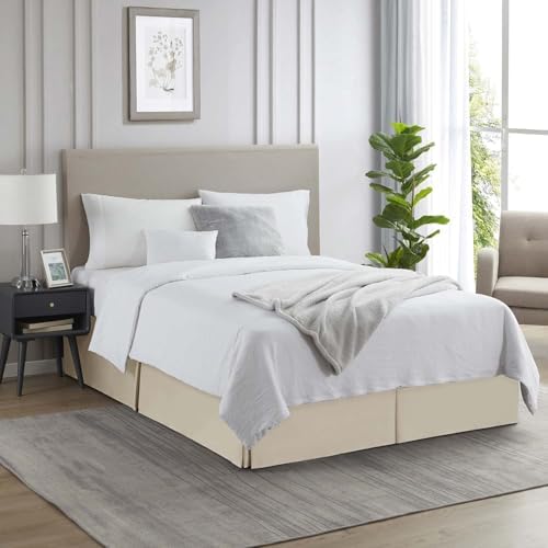 Nestl Cream Bed Skirt Queen Size - Queen Bed Skirt 14 Inch Drop - Brushed Microfiber - Hotel Quality Pleated Bed Skirt - Shrinkage & Fade Resistant (Pack of 2)