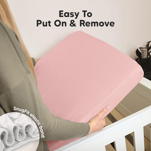 KeaBabies 2pk Organic Cotton Crib Sheets for Boys Girls 52x28, Rose