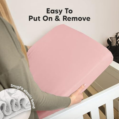 KeaBabies 2pk Organic Cotton Crib Sheets for Boys Girls 52x28, Rose