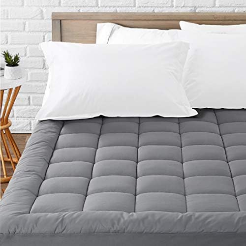 LEISURE TOWN Cotton Queen Mattress Pad Fitted Quilted Mattress Cover,Grey