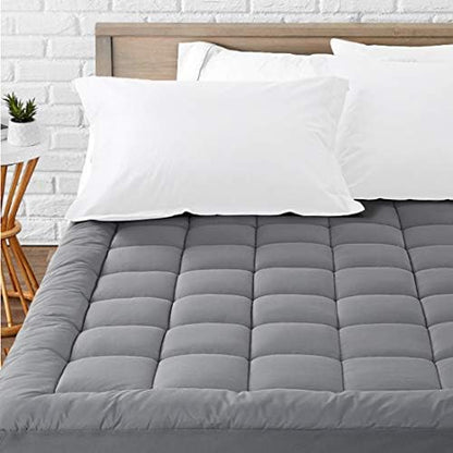 LEISURE TOWN Cotton Queen Mattress Pad Fitted Quilted Mattress Cover,Grey