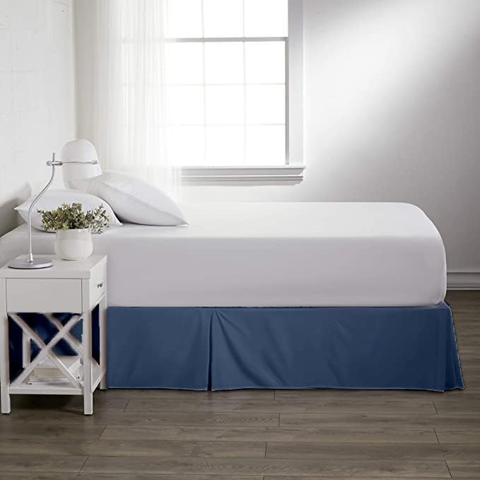 Full Size Bed Skirt 1pc - Bed Frame and Box Spring Cover - 18-Inch Tailored Drop Pleated 800-TC Luxury Classic Look Egyptian Cotton- Easy Fit, Wrinkle, Fade, Stain Resistant