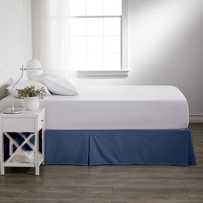 Queen Bed Skirt 1pc - Bed Frame and Box Spring Cover - 18-Inch Tailored Drop Pleated 800-TC Luxury Classic Look Egyptian Cotton- Easy Fit, Wrinkle, Fade, Stain Resistant
