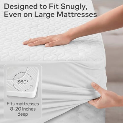 100% Waterproof Noiseless & Breathable King Size Mattress Protector - White