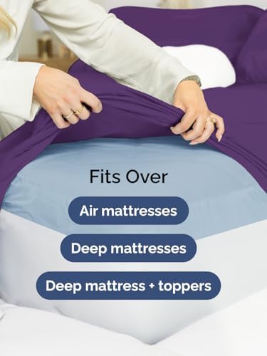 CGK Linens Extra Deep Full Fitted Sheet - Fitted Sheet Only - Purple