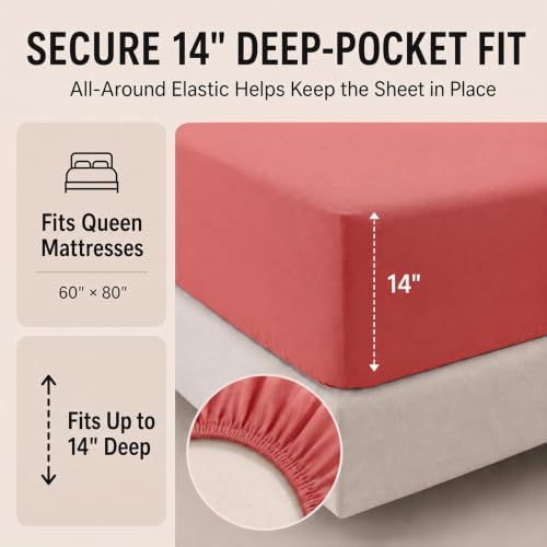 CozyLux Queen Comforter Set Coral - 7 Pieces Bed in a Bag