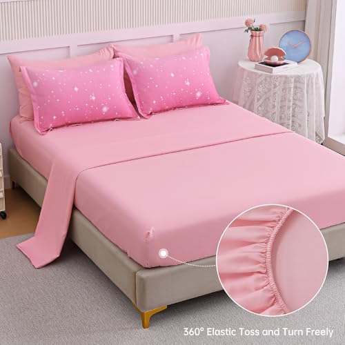 Dinjoy Girls Comforter Set 6 Pieces, Twin Size Colorful Ombre Rainbow Bedding Set, Bed in A Bag for Kid Teen Girls (1 Comforter, 1 Flat Sheet, 1 Fitted Sheet, 1 Pillow Shams, 2 Pillowcases)