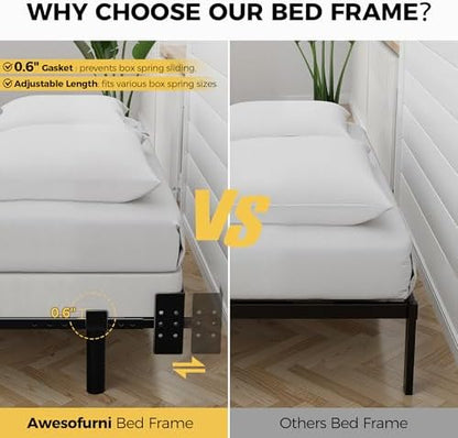 King Size Bed Frame, 7 Inch Heavy Duty Metal Base for Box Spring, 9 Legs