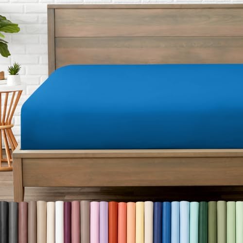 Bare Home Twin XL Fitted Sheet - 1800 Ultra-Soft (Twin XL, Medium Blue)