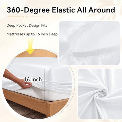 RUDONG M Split Top King Fitted Sheet Only for Adjustable Beds, White