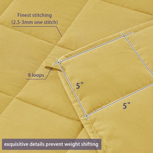 yescool Weighted Blanket for Adults 15lbsQueen Size, 60" x 80", Yellow