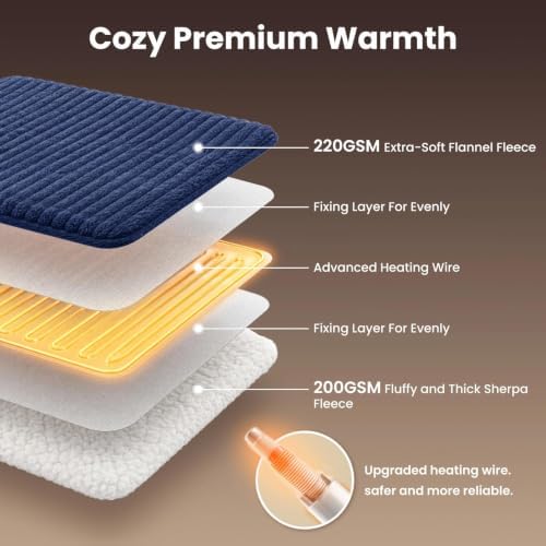 Homemate Electric Heated Heating Blanket Twin Size 62"x84" Flannel Sherpa