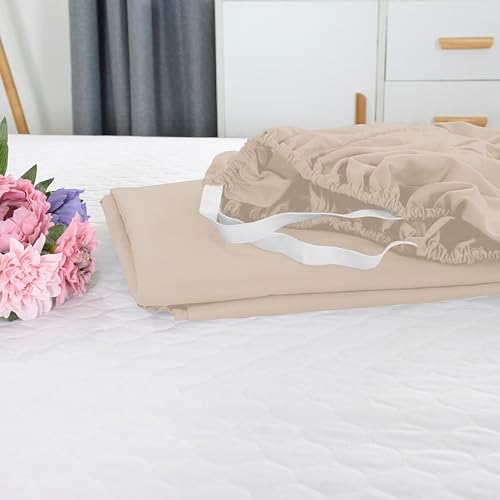 Elegant Comfort 1500 Premium Hotel Quality 18-21 Inches Deep - Extra Deep Pocket Single Fitted Sheet for High Mattress, Luxury and Softest, Smart Pocket - Wrinkle Free, King, Cream