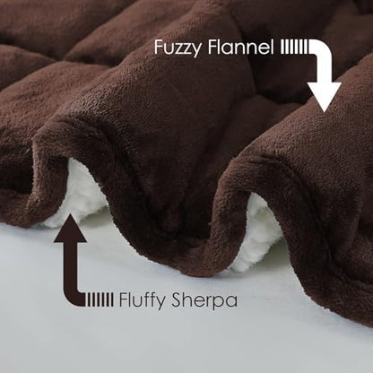 yescool Weighted Blanket for Adults (15 lbs, 60" x 80", Brown) Heavy Blanket for Sleeping Perfect for 140-160 lbs, Queen Size Breathable Blanket with Premium Glass Bead, Machine Washable