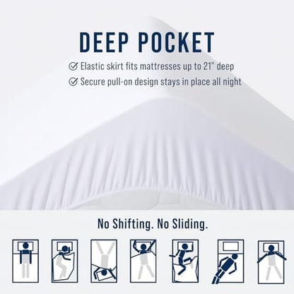 OLANLY Twin XL Quilted Fitted Mattress Pad, Down Alternative Fill, White
