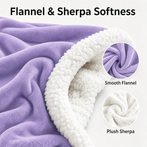 Electric Heated Blanket Full Size 72" x 84", Soft Flannel Heating Blanket for Bed, Sofa, Bedroom, 10 Heat Settings, 1-12H Auto Shut Off, Overheat Protection, Machine Washable, Light Purple