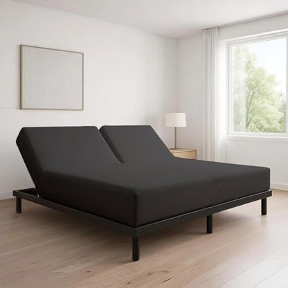 1 PC Top Split King Fitted Sheet for Adjustable beds, 34" Split, Dark Grey