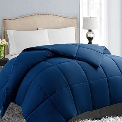 EASELAND King Size Down Alternative Comforter, Navy, 90x102 Inches