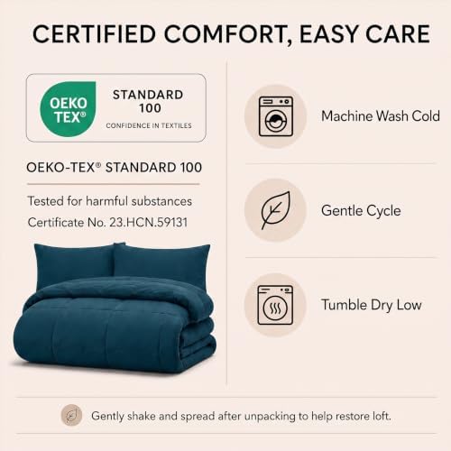 CozyLux Full Size Comforter Sets Lyons Blue - 7 Pieces Bed in a Bag