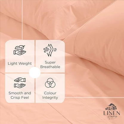 Linen Home 100% Cotton Percale Twin Size Fitted Sheet only Tropical Peach