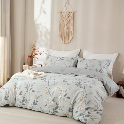 OAITE Full Duvet Cover Set 3pcs 100% Cotton Vintage Peony Floral