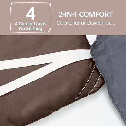 MUXHOMO King Size Comforter Set, All Season Ultra Soft Down Alternative Bedding - 3 Piece Lightweight Bed Set Includes 1 Comforter (104"x90") and 2 Pillow Shams (20"x36"), Dark Brown