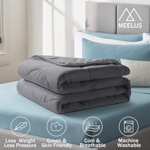 MEELUS Lightweight Comforter Cooling Grey, All Season Duvet Insert