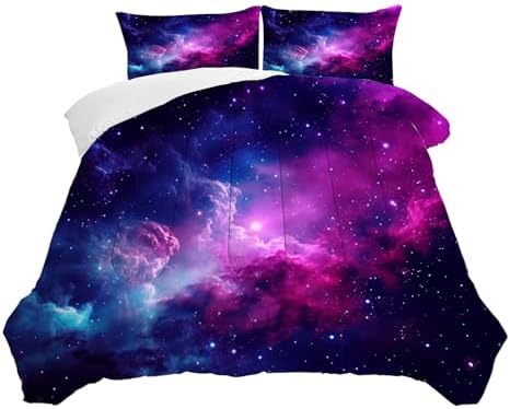 Galaxy Comforter Set King, Starry Space Bedding for Teens Boys Girls