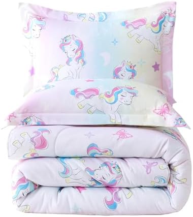 Yibeizi Unicorn Comforter Set Full Rainbow Lightweight Bedding