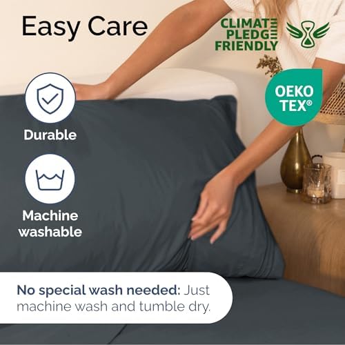 Queen Size 4 Piece Sheet Set - Ultra Soft & Cooling Bed Sheets - Slate Blue