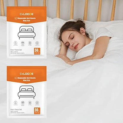 2 Pack Disposable Bed Sheet King Size Disposable Fitted Sheet
