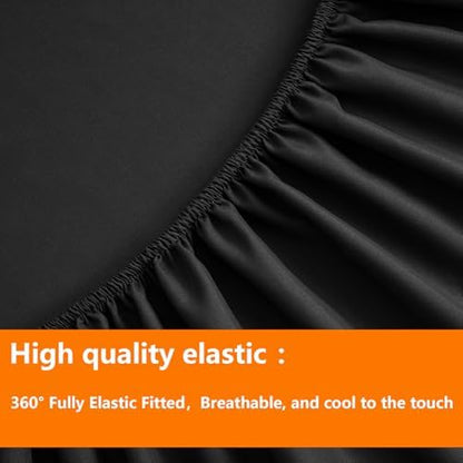 TAIMIT King Size Comforter Set - 7 Pieces, Bed in a Bag Bedding Sets with All Season Soft Quilted Warm Fluffy Reversible Comforter,Flat Sheet,Fitted Sheet,2 Pillow Shams,2 Pillowcases,Black