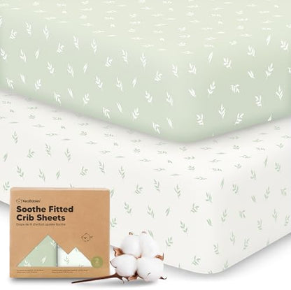 KeaBabies 2pk Organic Cotton Crib Sheets for Boys Girls 52x28, Herb
