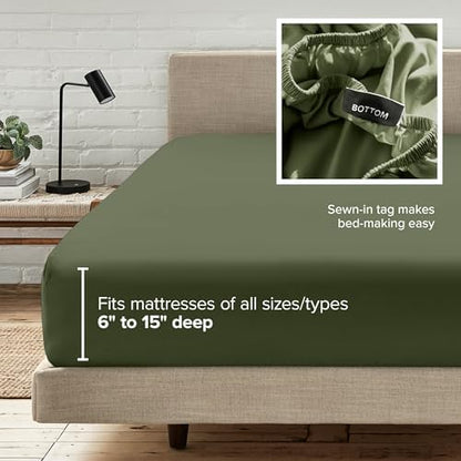 Bare Home Full Fitted Sheet - 1800 Ultra-Soft (Full, Cypress)