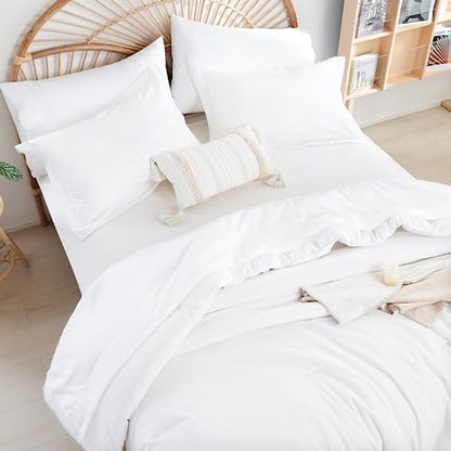 weigelia White Twin Comforter Set with Sheets - 5 Pieces Bed in a Bag Twin