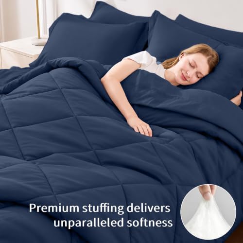 FUANNA California King Comforter Set 7 PCS, Soft Bed Set, Cozy Bed in a Bag