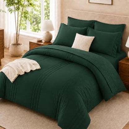 Twin XL Comforter Set Emerald Green, 5 Pieces Bed in a Bag