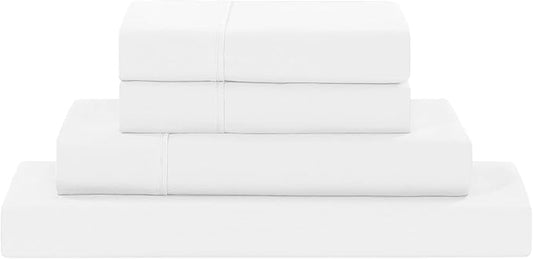 Modern Threads Soft Microfiber Solid Sheets - Luxurious Microfiber Bed Sheets - Includes Flat Sheet, Fitted Sheet with Deep Pockets, & Pillowcases White Queen
