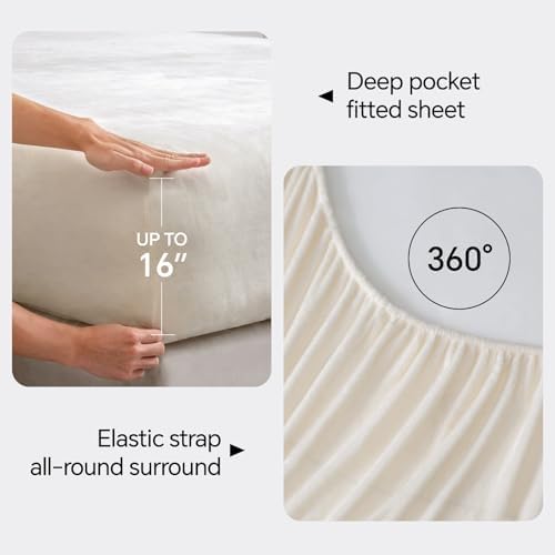 BEDELITE Flannel Sheet Set, California King Size, White, 4 Pieces