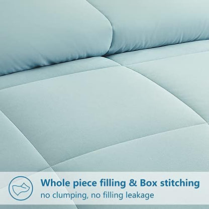 EASELAND Queen Size Down Alternative Comforter, Aqua, 88x88 Inches