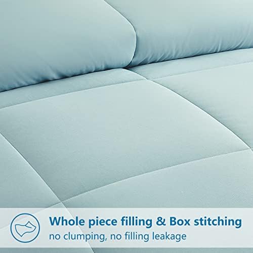 EASELAND King Size Down Alternative Comforter, Aqua, 90x102 Inches