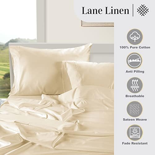LANE LINEN 100% Egyptian Cotton Bed Sheets Twin XL, Long Staple Soft & Comfy Sateen Weave No Pill Fade Resistant Machine wash Extra Long Twin Sheets for Hospital Bed -Moonstone